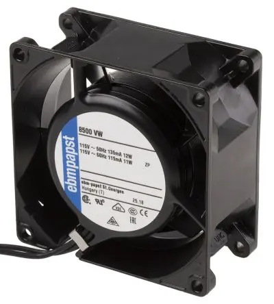 Produktfoto 1 von ebm-papst 8000 V Axiallüfter, Hülse, 115V ac / 12 W, 2700 U/min, 50 m³/h IP65 80 mm 80mm 38 mm