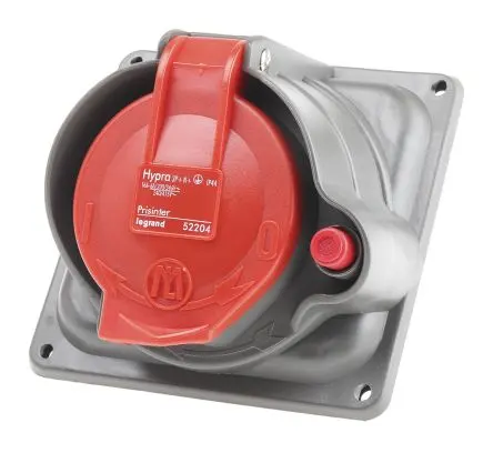 Produktfoto 1 von Legrand CEE Steckvorrichtung Überspannungsschutz, Buchse Rot gewinkelt 3+N+E 16A, 415V, IP44, IP55