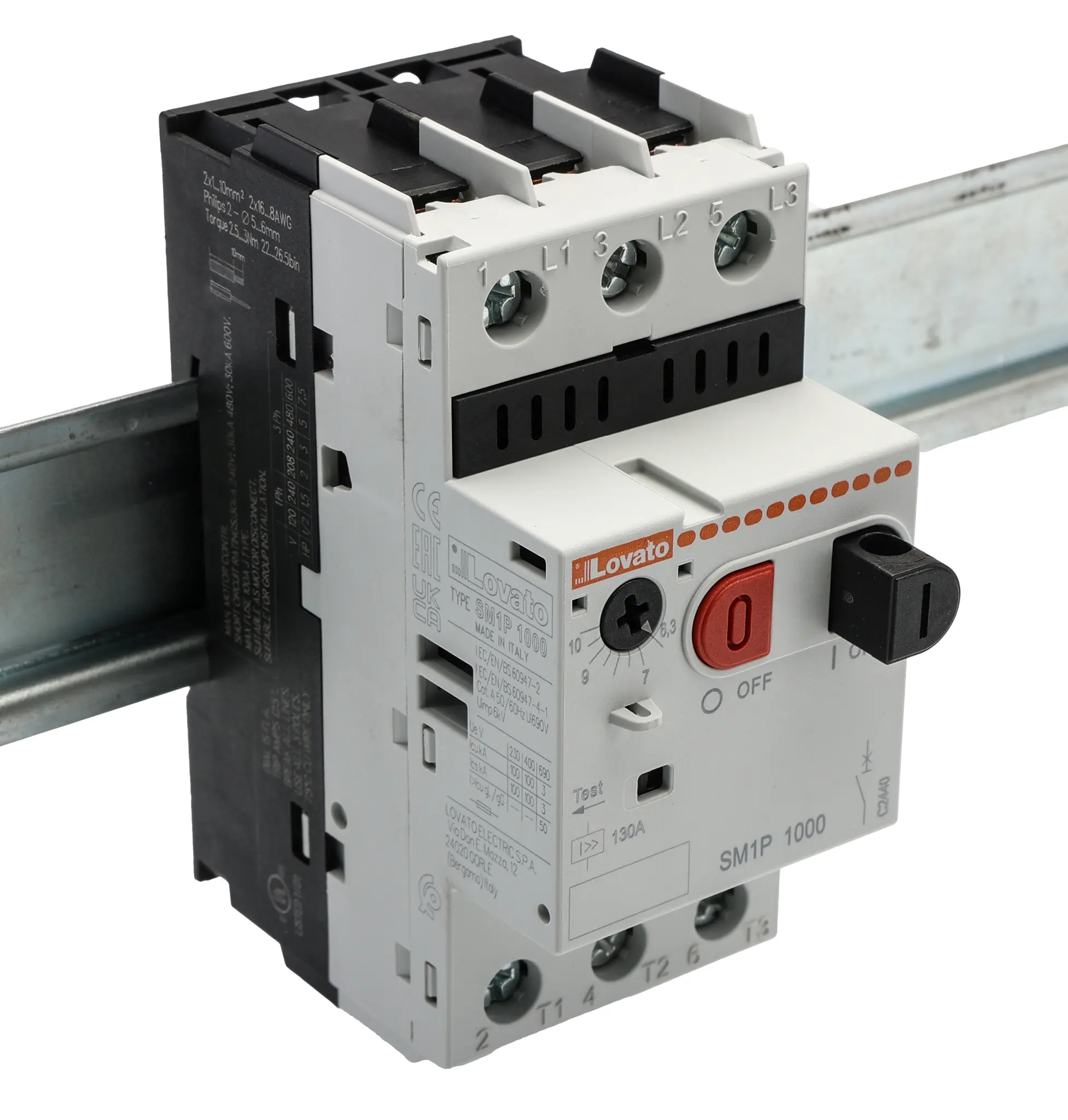 Produktfoto 1 von Lovato SM1P Motorschutzeinheit, 10 A 3 Eingänge 400 V Motorschutzschalter mit  mit Stromwandler