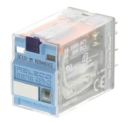 Produktfoto 1 von Releco C9 Leistungsrelais 12V dc Spule 2-poliger Umschalter 5A 100 Ω 1.2 W
