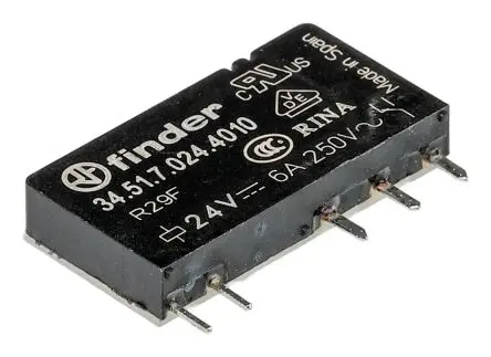 Produktfoto 1 von Finder 34 Relais ohne Verriegelung 24V dc Spule 1-poliger Umschalter DIN-Hutschiene 6A 3.4 kΩ 170 mW