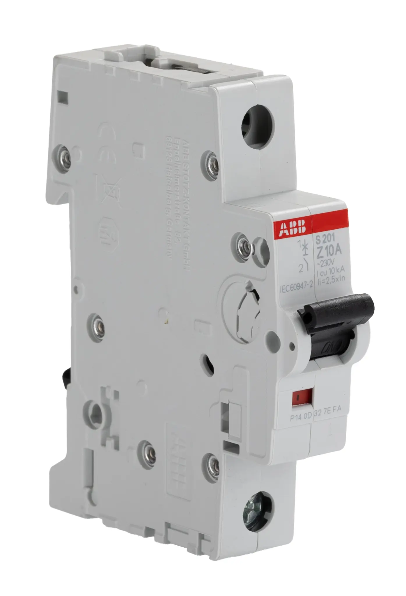 Produktfoto 1 von ABB S200 Miniaturüberlastschalter Typ Z, Pol 1-polig 10 A 253 V ac, Abschaltvermögen 10 kA System Pro M Compact 72 V dc