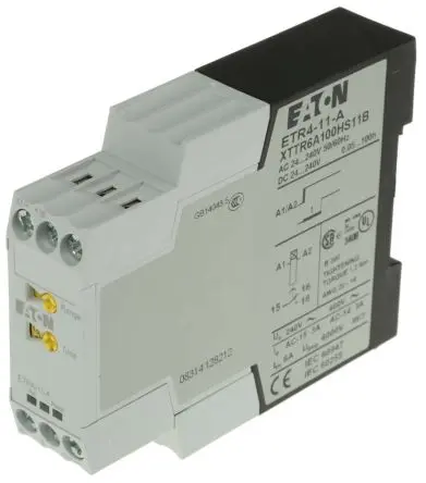 Produktfoto 1 von Eaton ETR4 Zeitrelais, DIN-Hutschiene 240 V dc 24V ac, 240 V ac, 0.05 s to 60 h, 1 Kont. 1, 1-poliger Umschalter