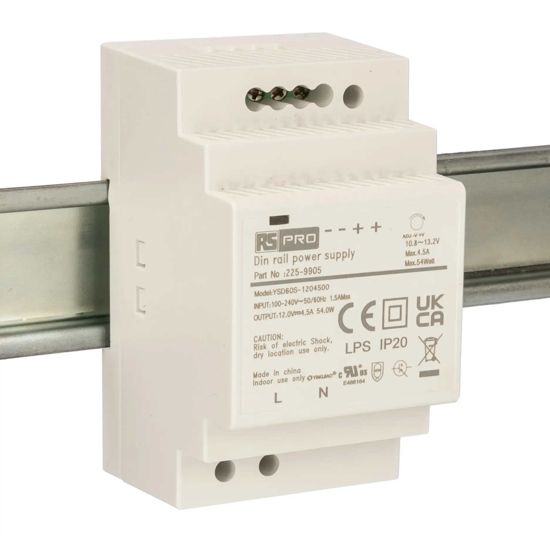 Produktfoto 1 von RS PRO DIN-Schienen Netzteil Schaltnetzteile 12V dc / 4.5A 54W 90 → 264V ac