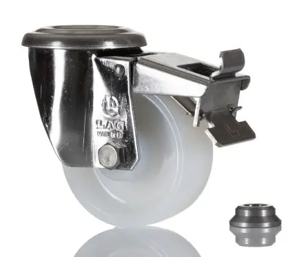 Produktfoto 1 von LAG Drehbar Rolle, Rad ø 80 mm, 150 kg, Ges H. 106 mm, Rad B. 30 mm