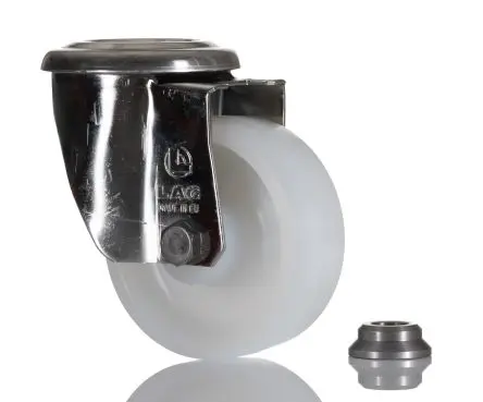 Produktfoto 1 von LAG Drehbar Rolle, Rad ø 80 mm, 150 kg, Ges H. 106 mm, Rad B. 30 mm
