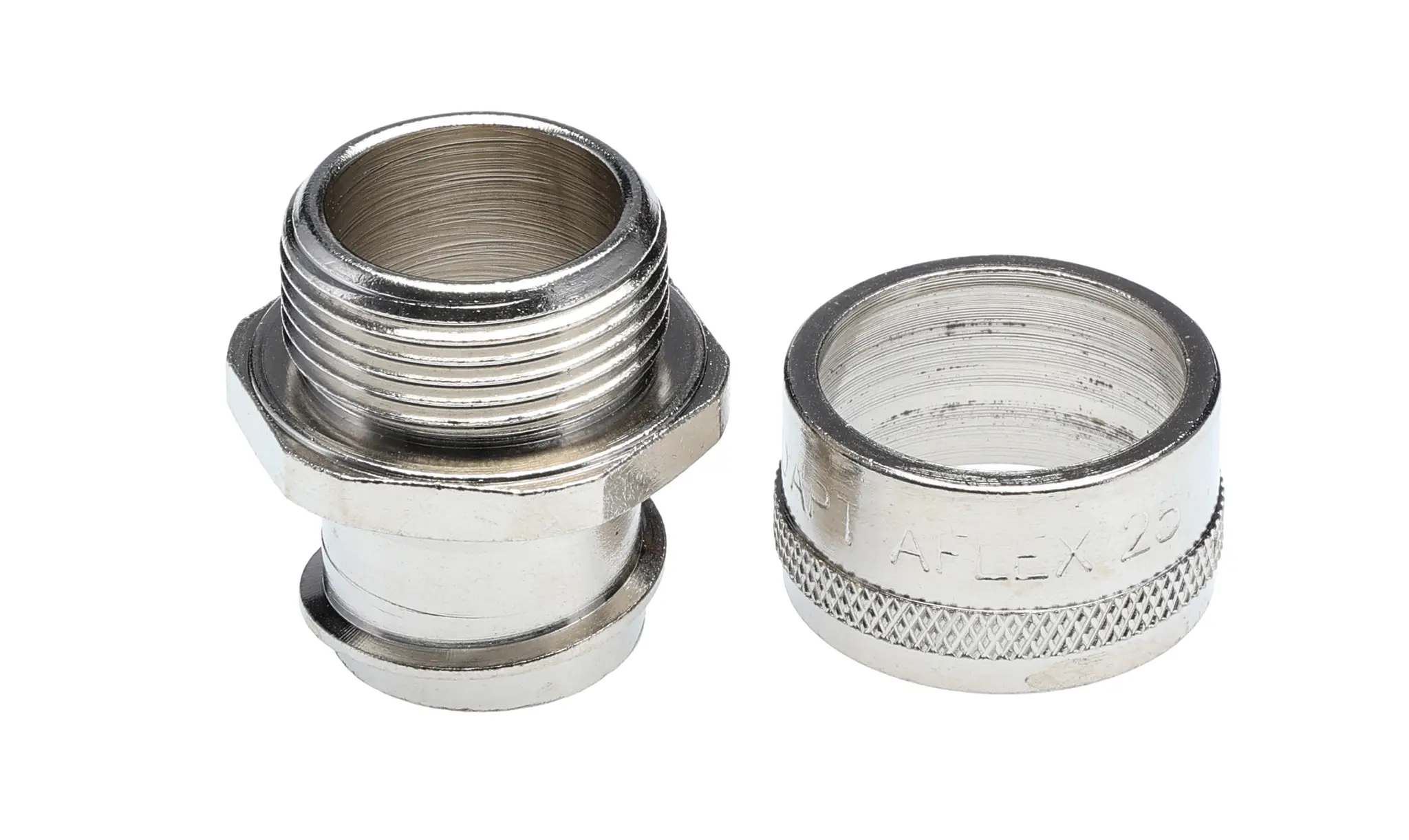 Produktfoto 1 von Adaptaflex S Messing Kabelrohr Befestigung Kabelrohr M25 25 mm Silber Nickel-Finish IP40