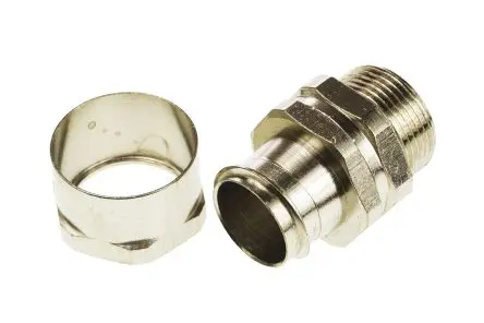 Produktfoto 1 von Adaptaflex Adaptaflex Messing Kabelrohr Befestigung Anschlusstück M25 19.05 mm Silber Messing vernickelt-Finish IP54