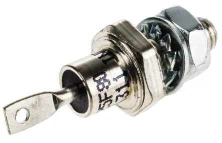 Produktfoto 1 von Vishay VS-25F Schraubanschlussklemme Diode Wechselnd Kathoden-Bolzen, 800 V / 25 A, 2-Pin DO-203AA