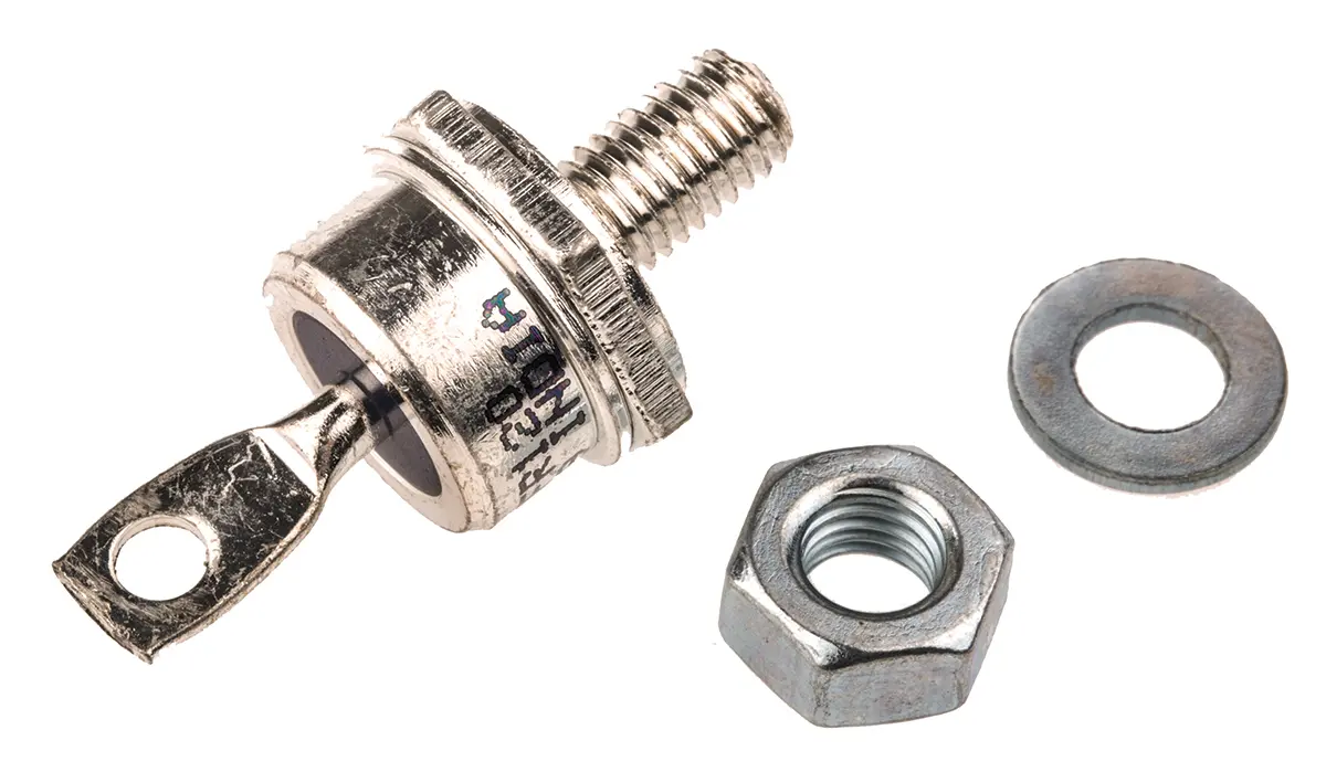 Produktfoto 1 von Vishay VS-40HF Schraubanschlussklemme Diode Wechselnd Anoden-Bolzen, 1200 V / 40 A, 2-Pin DO-203AB