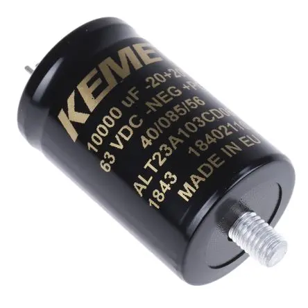 Produktfoto 1 von KEMET ALT23 Schraubanschlussklemme Kondensator 10000 μF ±20 % / 63V dc, Ø 35 mm x 55 mm, 85 °C