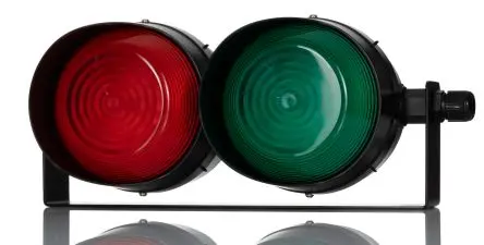 Produktfoto 1 von RS PRO LED LED Ampel Signalleuchte 2-stufig Linse Rot, Grün 30V Dauer Basis 228 mm Multifunktion