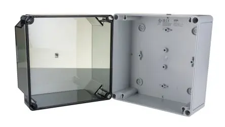 Produktfoto 1 von Rittal PK Polycarbonat Wandanschlusskasten RAL 7035 IP66 Transparente Tür, HxBxT 180 mm, 182 mm x 165 mm