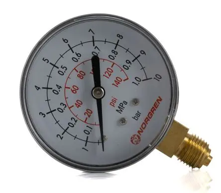 Produktfoto 1 von Norgren Mit Gewinde 18-015 Manometer 63 mm 0 bar → 10 bar 2.5 % ABS Gehäuse G 1/4