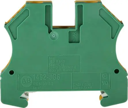 Produktfoto 1 von Allen Bradley 1492 Nylon 6.6 Schraubanschlussklemme 10A Gelb, Grün 3-polig Schraubkäfig 12AWG, 22 AWG