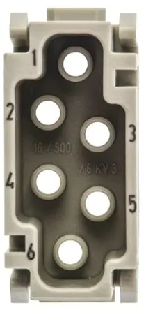 Produktfoto 1 von HARTING HAN Modular Modul für robusten Stromversorgungsstecker Stecker, 6-polig 16A, Kabel, Steckverbindermodul