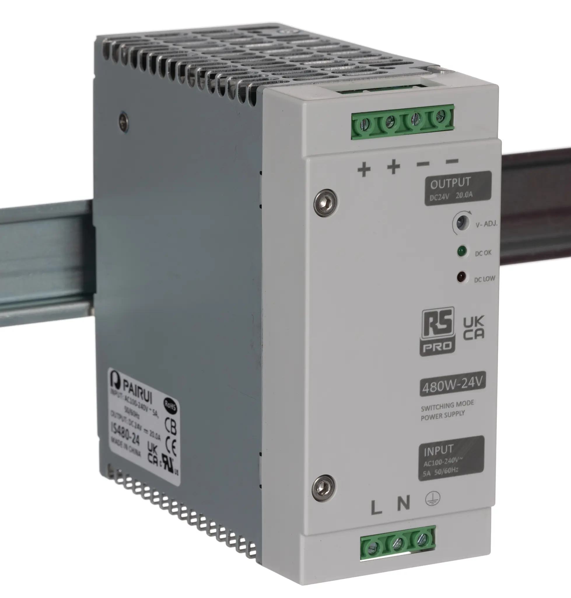 Produktfoto 1 von RS PRO DIN-Schienen Netzteil Getaktet 24V dc / 20A 90 → 264V ac
