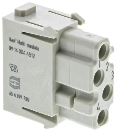 Produktfoto 1 von HARTING HAN Modular Modul für robusten Stromversorgungsstecker Buchse, 4-polig 1.5A, Kabel, Steckverbindermodul