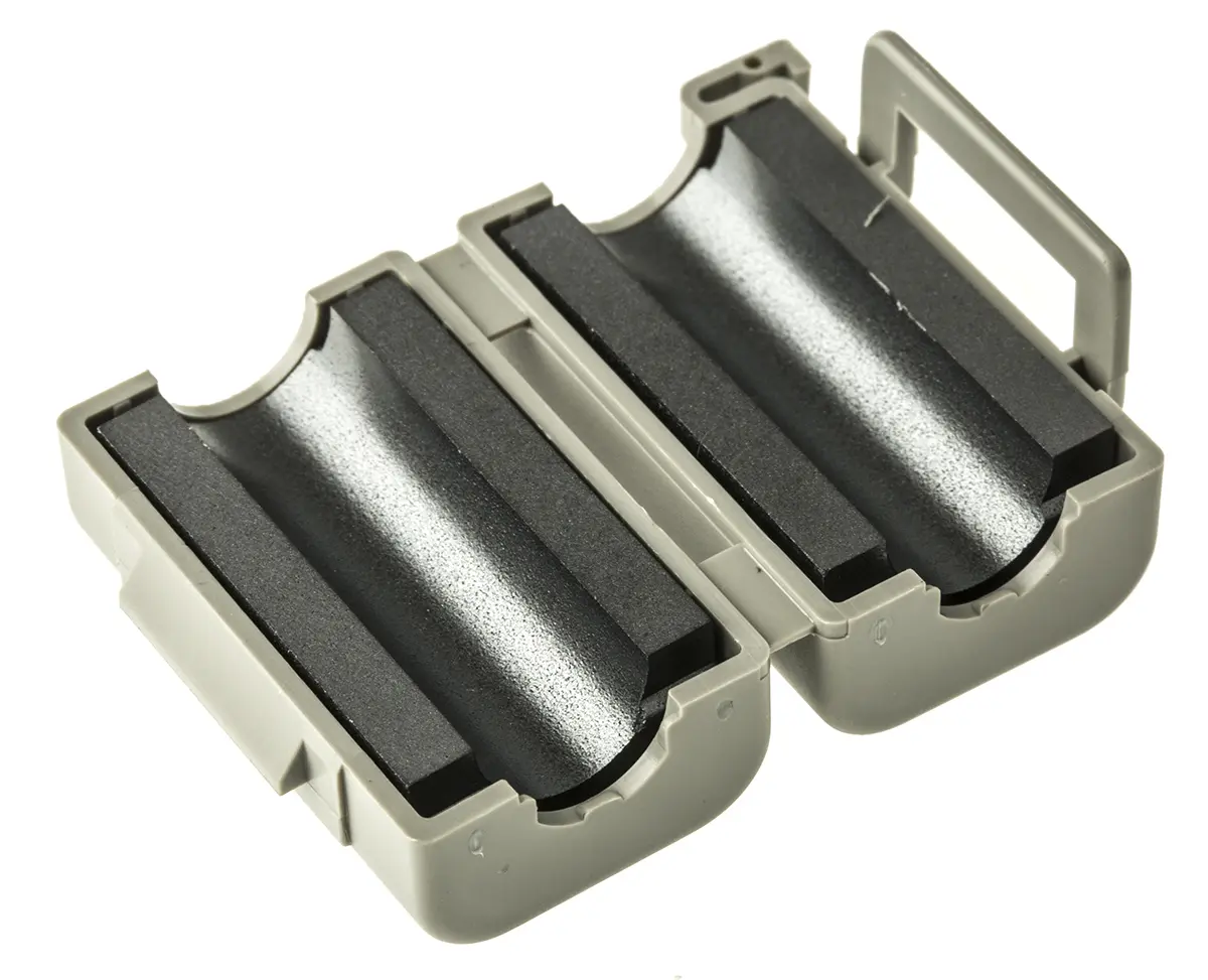 Produktfoto 1 von Essentra MSFC Ferrithülse, Typ Kabelkern, A5 20.8 mm, 97 Ω @ 100MHz 19 mm, für Kabel-Ø 8.5 mm Zum Öffnen, EMI