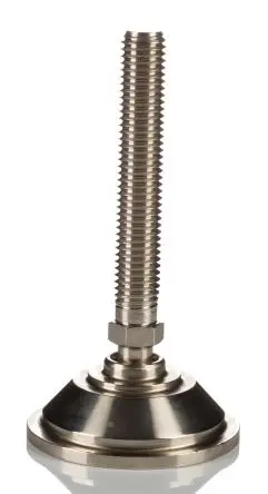 Produktfoto 1 von Nu-Tech Engineering Verstellbarer Fuß M12 bis 1000 kg x 75 mm, bis 10° neigbar Stahl, vernickelt, Ø 55 mm x 105 mm