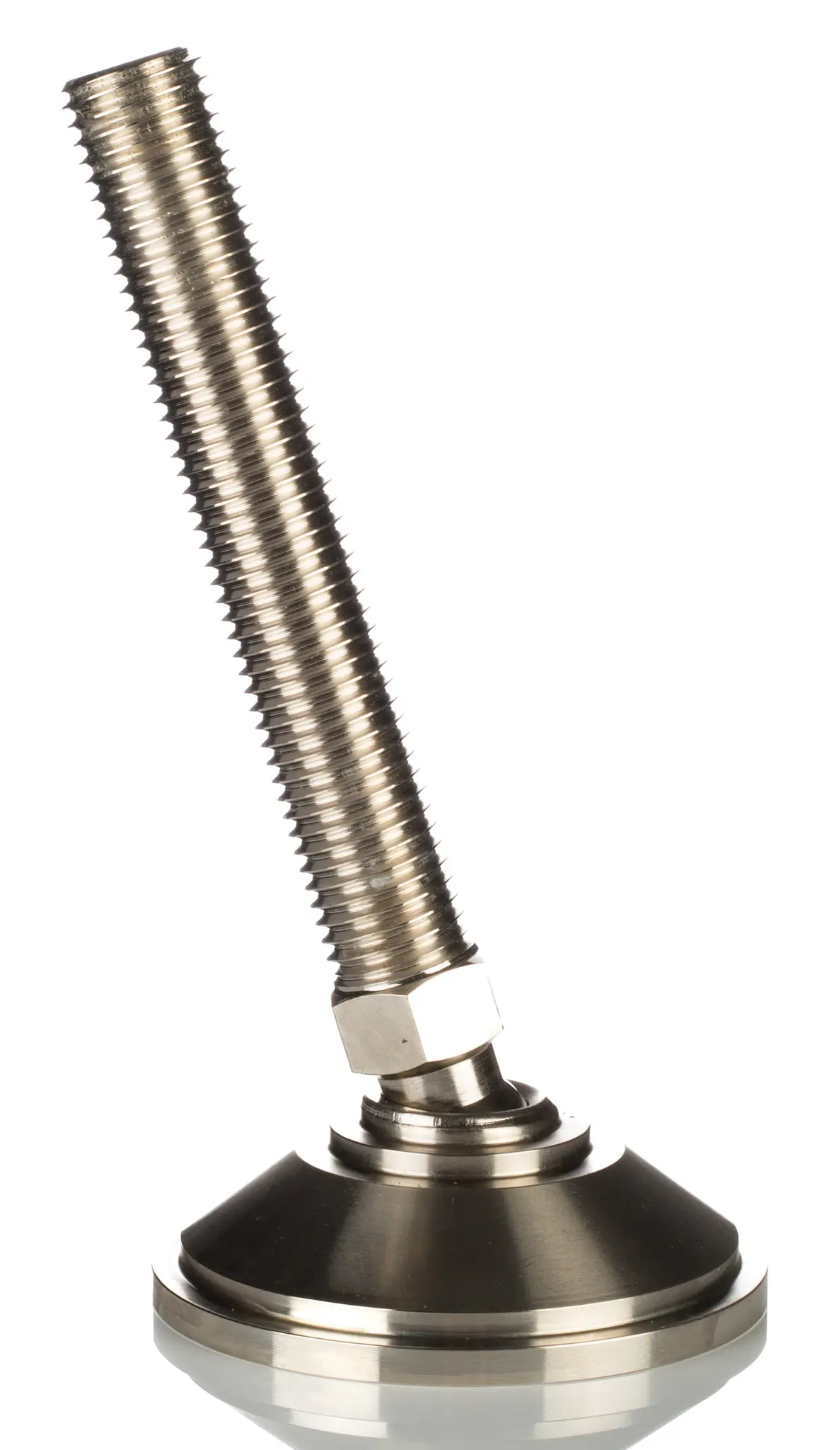 Produktfoto 1 von Nu-Tech Engineering Verstellbarer Fuß M12 bis 1000 kg x 125 mm, bis 10 ° neigbar Stahl, vernickelt, Ø 55 mm x 155 mm