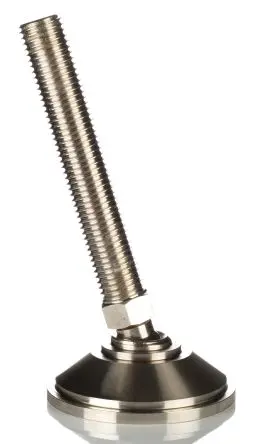 Produktfoto 1 von Nu-Tech Engineering Verstellbarer Fuß M12 bis 1000 kg x 125 mm, bis 10° neigbar Stahl, vernickelt, Ø 55 mm x 155 mm