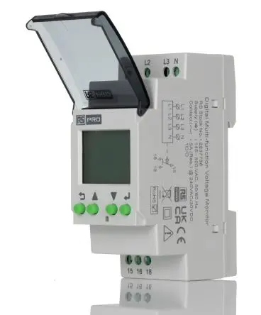 Produktfoto 1 von RS PRO DMS Überwachungsrelais 3-phasig, 1-poliger Umschalter DIN-Hutschiene