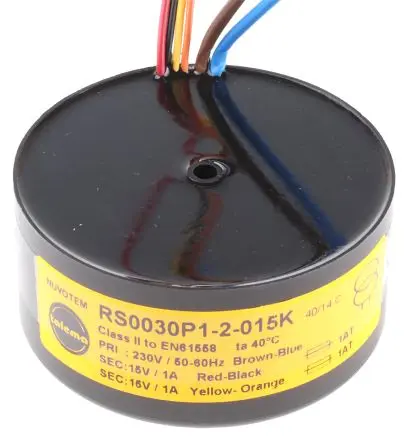 Produktfoto 1 von Nuvotem Talema Ringkerntransformator, Primär 230 V ac / Sekundär 2 x 15 V ac 2 Ausg. 30 VA, 2.5A 0.58 kg 60 Hz 50 Hz