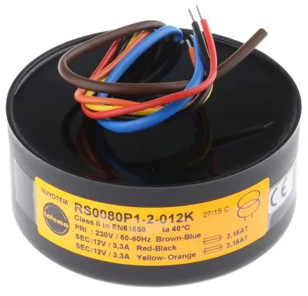 Produktfoto 1 von Nuvotem Talema Ringkerntransformator, Primär 230 V ac / Sekundär 2 x 12 V ac 2 Ausg. 80 VA, 3.33A 1.1 kg