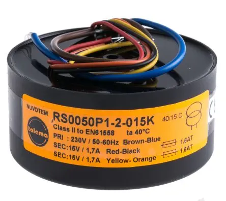 Produktfoto 1 von Nuvotem Talema Ringkerntransformator, Primär 230 V ac / Sekundär 6 V ac 2 Ausg. 50 VA, 4.167A 0.74 kg 60 Hz 50 Hz