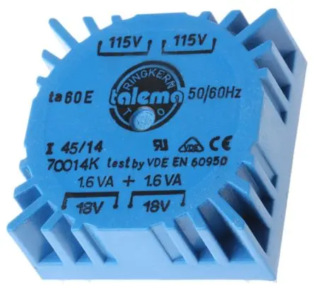 Produktfoto 1 von Nuvotem Talema Ringkerntransformator, Primär 230 V ac / Sekundär 2 x 18 V ac 2 Ausg. 3.2 VA, 89mA 110 g 60 Hz 50 Hz