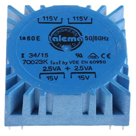 Produktfoto 1 von Nuvotem Talema Ringkerntransformator, Primär 230 V ac / Sekundär 2 x 15 V ac 2 Ausg. 5 VA, 167mA 144 g 60 Hz 50 Hz