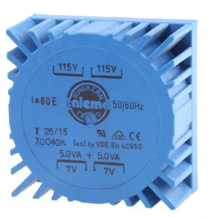 Produktfoto 1 von Nuvotem Talema Ringkerntransformator, Primär 230 V ac / Sekundär 2 x 7 V ac 2 Ausg. 10 VA, 714mA 252 g 60 Hz 50 Hz