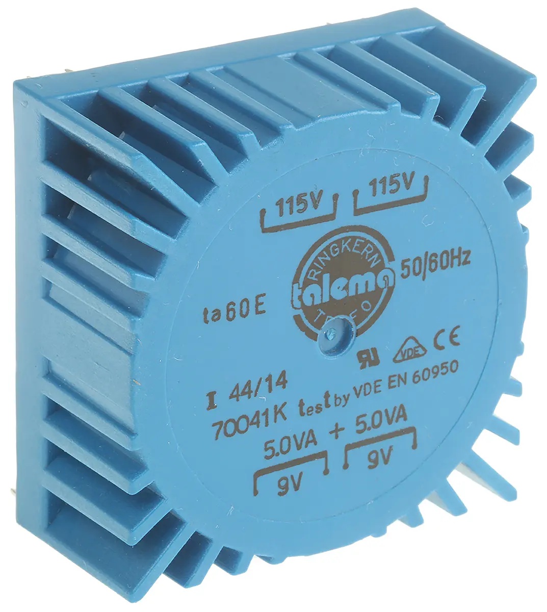 Produktfoto 1 von Nuvotem Talema Ringkerntransformator, Primär 115 V ac, 230 V ac / Sekundär 2 x 9V ac, 10VA 2 Ausg., 556mA 252g 55 x 55