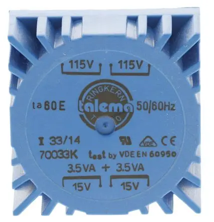Produktfoto 1 von Nuvotem Talema Ringkerntransformator, Primär 230 V ac / Sekundär 2 x 15 V ac 2 Ausg. 7 VA, 233mA 174 g 60 Hz 50 Hz