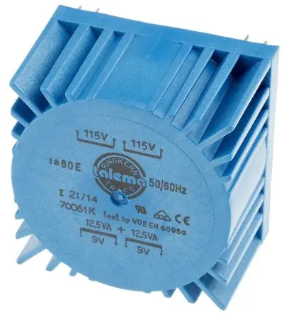 Produktfoto 1 von Nuvotem Talema Ringkerntransformator, Primär 230 V ac / Sekundär 2 x 9 V ac 2 Ausg. 25 VA, 1.377A 435 g 60 Hz 50 Hz