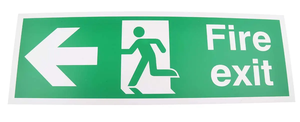 Produktfoto 1 von RS PRO Englisch Kunststoff starr FIRE EXIT Weiß, Grün Notausgangsschild