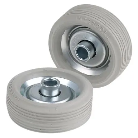 Produktfoto 1 von Interroll ø 48 mm Gleitrolle, 200 N, 16 mm, 8.2 mm, 24 mm, Naben Mat. Stahl, Gummi-Reifen