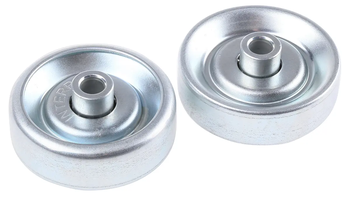 Interroll ø 48 mm Gleitrolle, 200 N, 16 mm, 6.5 mm, 24 mm, Naben Mat. Stahl, Stahl-Reifen
