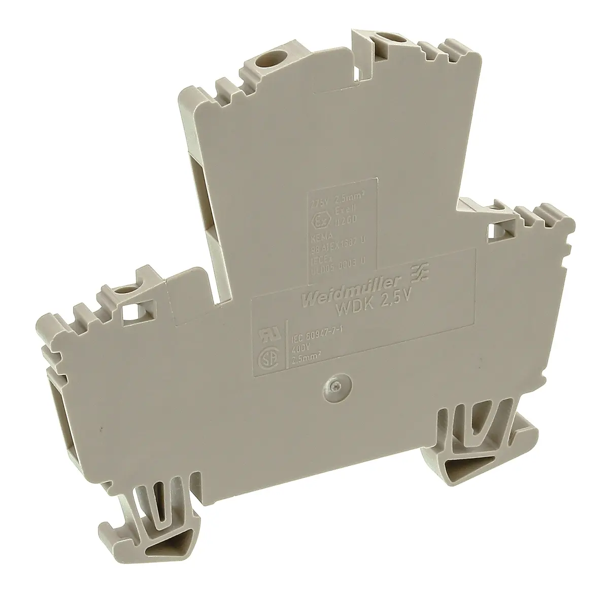 Produktfoto 1 von Weidmüller WDK Doppelstock Reihenklemmen Zweifach Dunkelbeige, 2.5mm², 400 V / 32A, Schraubanschluss