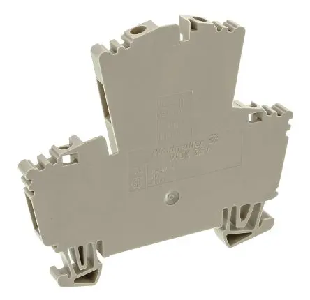 Produktfoto 1 von Weidmüller WDK Doppelstock Reihenklemmen 2 Dunkelbeige, 2.5mm², 400V Schraubbefestigung IECEx/ATEX