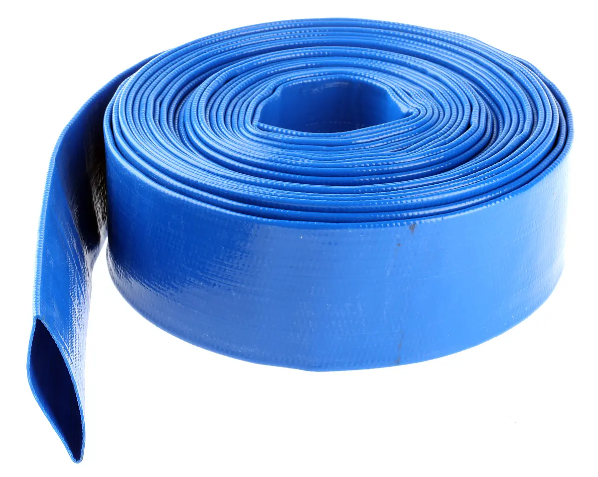 Produktfoto 1 von RS PRO Schlauch, Ø 38mm 43.2mm Blau PVC Übertragung 5 bar für Flaches Aufrollen x 10m