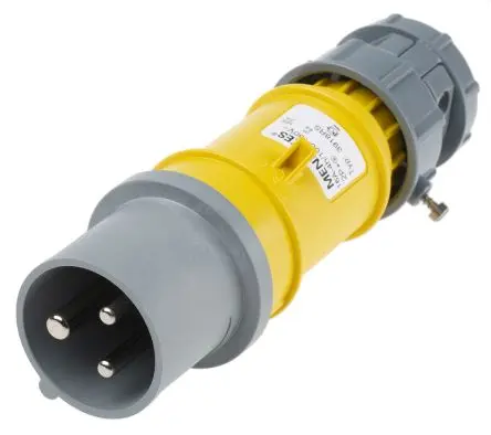 Produktfoto 1 von MENNEKES PowerTOP Leistungssteckverbinder Gelb 3P, 110V, Kabel Gerade IP44 16A