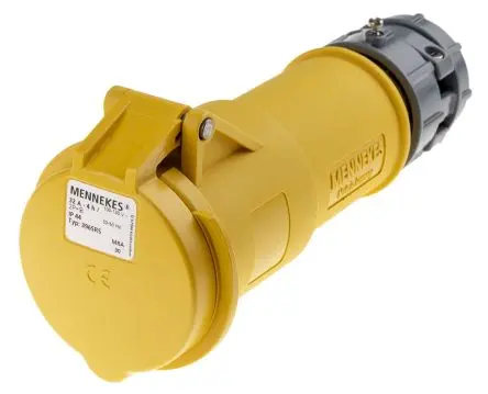 Produktfoto 1 von MENNEKES PowerTOP Leistungssteckverbinder Gelb, 110V 2P+PE / 32A, Kabel IP44
