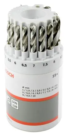 Produktfoto 1 von Bosch HSS-G Drehung Satz 1 mm → 10 mm, 19-teilig für Metall