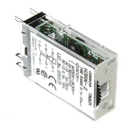 Produktfoto 1 von Omron H3RN Zeitrelais, DIN-Hutschiene 12 V dc, 0.1 s to 10 min, 2 Kont. Multifunktion, DPST