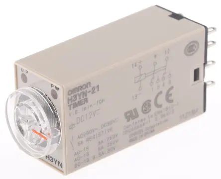 Produktfoto 1 von Omron H3YN Zeitrelais, DIN-Hutschiene 125 V dc 12V ac, 0.1 min to 10 h, 2 Kont. Multifunktion