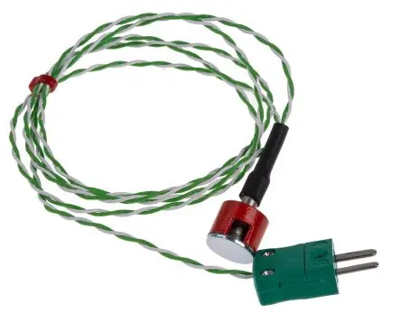 Produktfoto 1 von RS PRO Polytetrafluorethylen Knopfmagnet-Thermoelement Typ K, Ø 6 mm x 1 m -50 °C → 250 °C
