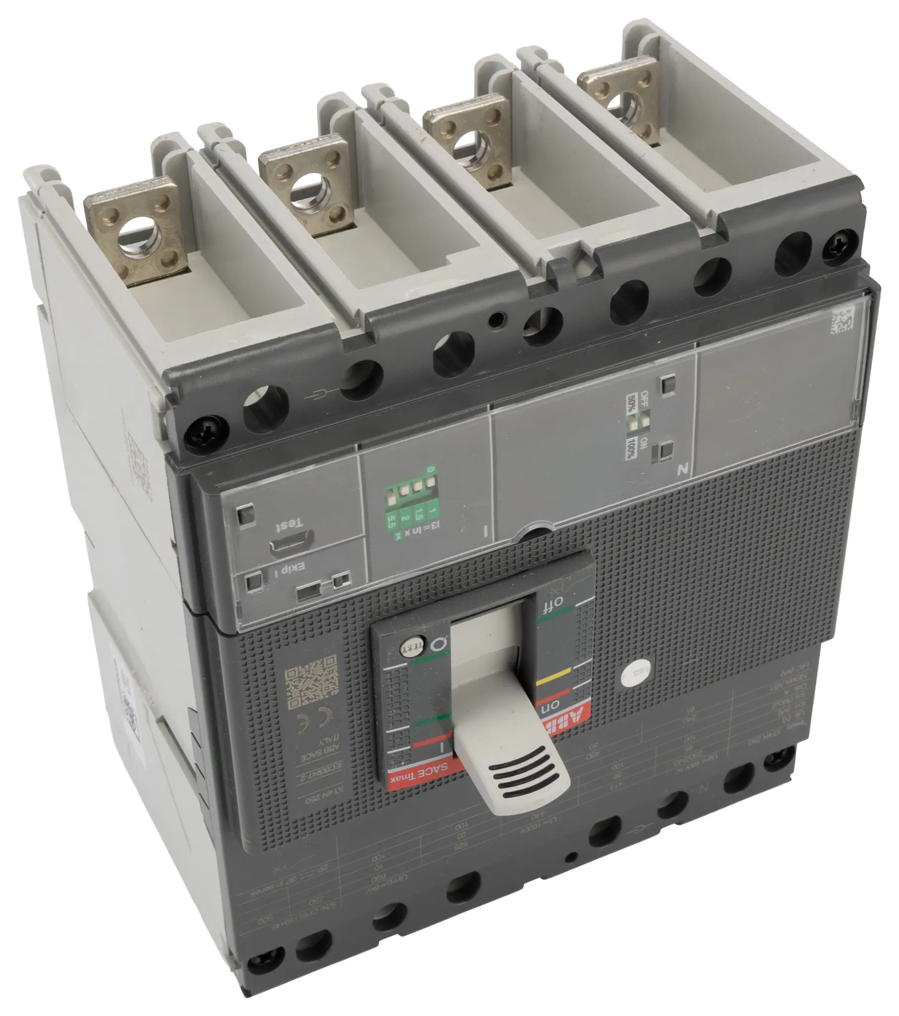 Produktfoto 1 von ABB XT4N 1SDA06, Kompaktschutzschalter 4-polig, 250 A Feststehend / Abschaltvermögen 65 kA 690 V ac