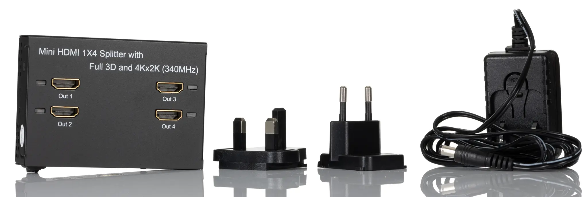 Produktfoto 1 von HDMI-Hochgeschwindigkeit RS PRO HDMI-Splitter HDMI 4-Port Splitter, 4000 x 2000 pixel 1 Videoeingänge 4 Videoausgänge